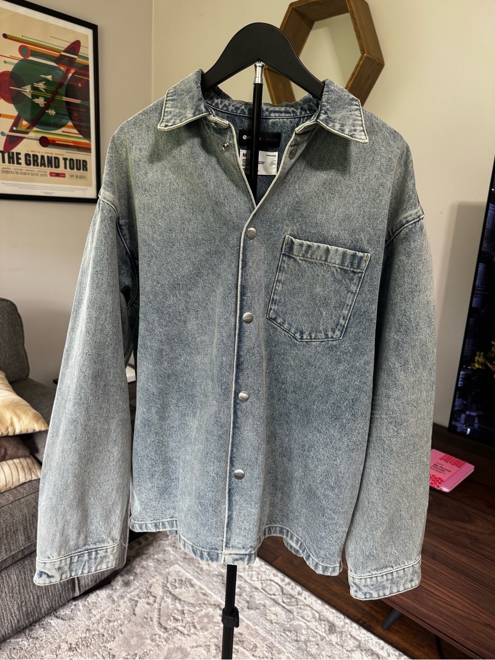 Purple Brand Denim Overshirt Jacket M Fits Large Oversized Light Wash